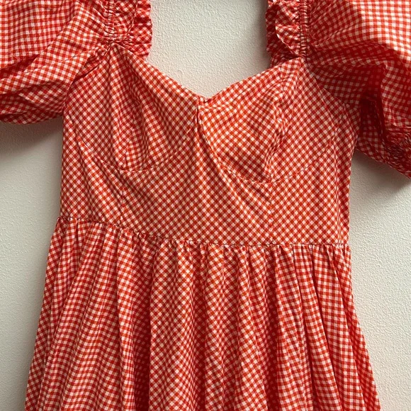 Selkie Red Gingham Puff Sleeve Ritz Gown - Picture 4 of 8